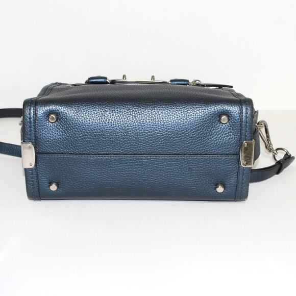 COACH Swagger 27 in Metallic Blue Pebble Leather Satchel Bag - Picture 14 of 14